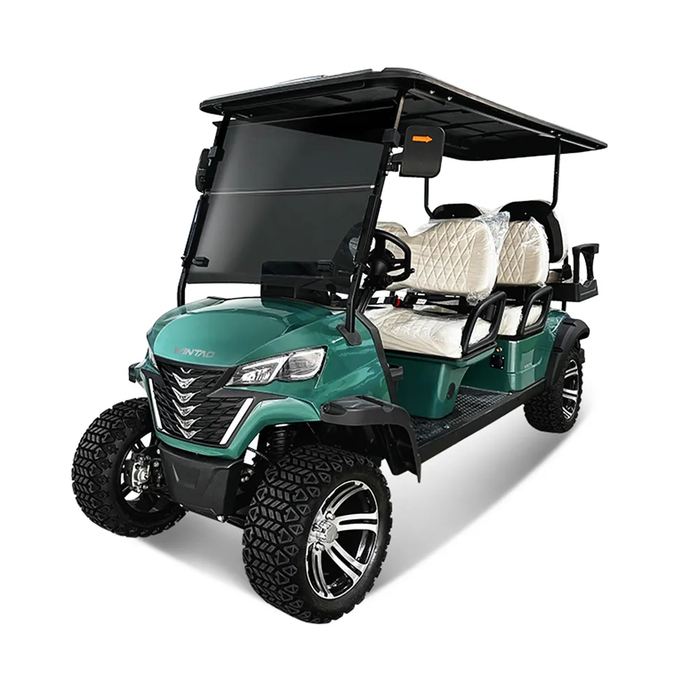 Chariot de Golf Électrique 72v 4 + 2 6 Places 7.5kw Lithium Golf Kart Off Road Buggy Garden Villa Chasse Golf Cart