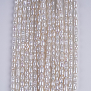 Collier de perles d'eau douce naturelles Wenchi Zhuji en gros, 4-5 mm, blanc, forme de mètre, perles régénérées, chaîne semi-finie, bricolage - Product Image 2