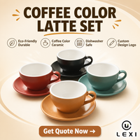 Ensemble tasse et soucoupe en porcelaine brun caramel, glaçure brillante bicolore, tasses à expresso et latte, vaisselle confortable pour café et maison, vente en gros LEXI