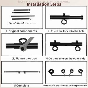 Spreader Bar Sex Toys with Wrist Ankle Neck <strong>Collar</strong> Restraint Kits Adjustable Handcuffs <strong>Collar</strong> Bondage Set <strong>BDSM</strong> for Adult Couple - Product Image 6