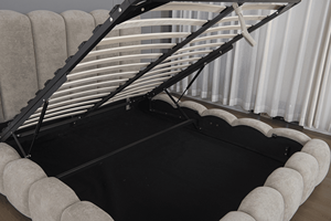 Cadre de lit ottoman rembourré sur mesure avec rangement à vérin à gaz - Base de lit plateforme moderne Fabricant de lits OEM/ODM - Product Image 4