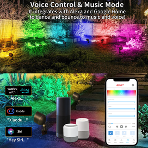 RGBW ландшафтное освещение для сада, уличные светильники 15 Вт 24 В, латунный COB RGBW <span class=keywords><strong>LED</strong></span> прожектор, уличный, с управлением через приложение, адресуемый, UCS2904 - Product Image 3