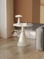 Table basse ronde moderne WEIMEI en pierre frittée blanche