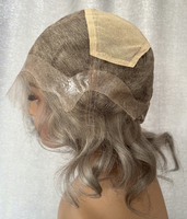 Perruques médicales en PU et dentelle ondulée de qualité supérieure, cheveux humains européens à moitié attachés à la main, mèches de qualité supérieure