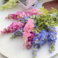 Composition florale artificielle réaliste de glycine longue suspendue, réutilisable, pour décoration de plafond domestique, accessoires de mariage, fleurs en soie artificielle