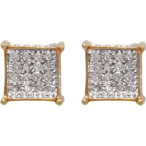 Boucles d'oreilles carrées en diamant Ornaatis, or jaune 10 carats, coupe ronde 6 mm, fermeture à vis, pour femme, à porter au quotidien - Product Image 2