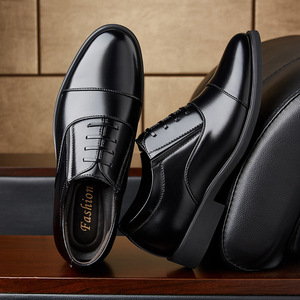 Men's Genuine Cowhide Leather Shoes Lace-up Oxford Office Career Dress Shoes Anti-slip Wear-resistant Insulative Adult Size - Product Image 1