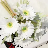 Buket Bunga Gerbera PU Buatan Dekorasi Pernikahan Bunga Palsu untuk Buket Pengantin Acara Pesta Pajangan Rumah Floral