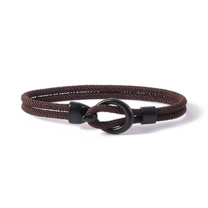 Trendy Braided Rope <b>Beaded</b> <b>Bracelets</b> for <b>Men</b> Women Stainless Steel Black Buckle O Shape Clasp Surf Jewelry for Beach Couple Gift - Product Image 2