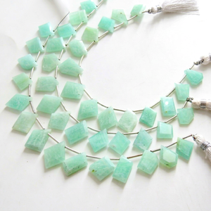 Perles de pierre d'amazonite facettées en forme de briolette, 15-10 mm de long, environ 14 pièces par brin, pour la fabrication de bijoux, fournitures pour grossistes - Product Image 1