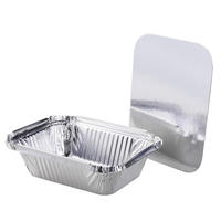 Conteneur alimentaire rectangulaire jetable en PP avec couvercle en aluminium, de qualité alimentaire, 200 ml, pour boulangerie, vente en gros à prix réduit