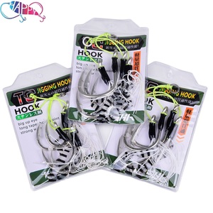 Nouveau 3/0 # -13/0 #   2 paires d'hameçons assistants pré-montés en acier à haute teneur en carbone avec jupe en silicone pour la pêche en mer à la traîne - Product Image 4