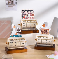 Drehbarer Mini-Holz-Tischkalender Moderner Ewiger Countdown-Erinnerungskalender mit Zeitmanagement-Funktionen