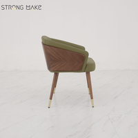 Chaise de salle à manger en bois massif, style nordique moderne et luxueux du milieu du siècle, avec revêtement en velours et simili cuir PU, pour restaurant