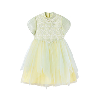 Nouveau haut de gamme filles enfants été dentelle motif Floral traditionnel chinois Tang costume sans manches paillettes Mini Performance danse