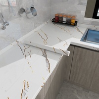 Papier Peint Moderne Géométrique Effet Marbre Auto-Adhésif Étanche Anti-Humidité pour Cuisine Salle de Bain Appartement et Murs Domestiques