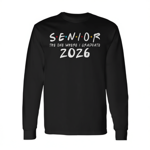 Camiseta de manga larga unisex con cuello redondo para adultos, Senior The One Where I Graduate 2026, Graduación, Regreso a la escuela - Product Image 2