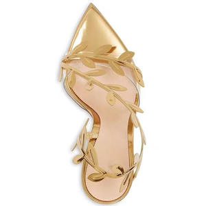 Sandales à talons hauts expédiées directement par le fabricant : Sandales à talons hauts Golden Branch & Jade Leaf, sandales à talons aiguilles - Product Image 5