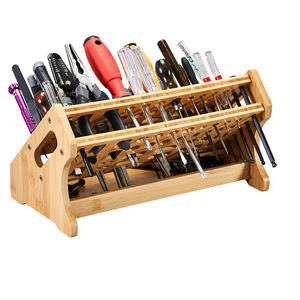 Bamboo <b>Tool</b> Storage Rack With <b>Drawer</b> 450x330x150 Mm For Scissors Screwdrivers And Accessories - Product Image 3