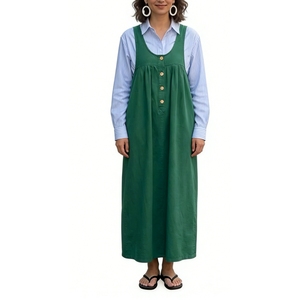 เดรสยาวทรงพินาโฟร์สำหรับผู้หญิง แบบไม่มีแขน ติดกระดุมด้านหน้า สไตล์ลำลอง แฟชั่น - Product Image 4