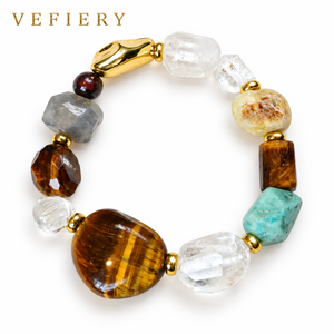 Pulsera de Cuentas de Piedras Preciosas Geométricas Multicolores para Mujer, con Cuentas de Piedras Irregulares Mixtas para Fiestas - Product Image 1