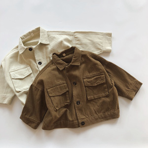 Nouvelle Veste d'Automne Tendance pour Enfants en Coton Kaki Style Coréen, <span class=keywords><strong>Manteau</strong></span> Extérieur pour Garçons et Filles, Hauts à Col Revers pour Bébés - Product Image 1