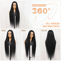 Pelucas de Cabello Natural Resistentes al Calor de Alta Calidad de 40 Pulgadas, Onduladas y Lisas, Pelucas Sintéticas a Precio Económico, Peluca con Frente de Encaje para Mujer Negra
