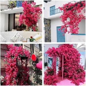 <span class=keywords><strong>Fleurs</strong></span> artificielles de glycine réalistes, 1 pièce, rose vif et violet avec feuilles vertes, pour décoration intérieure et extérieure, mariages, fêtes, maison - Product Image 5