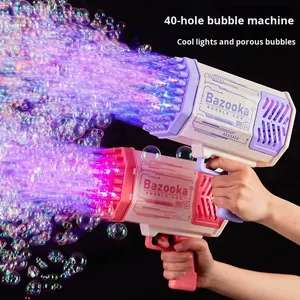 Pistola de burbujas automática pequeña al por mayor, máquina de burbujas Gatling totalmente automática, cañón de juguete para niños con luces, de plástico para la calle - Product Image 1