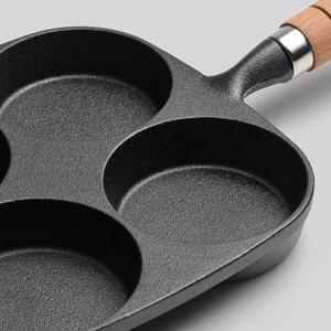 Poêle Wok en fonte à 4 trous Design classique Petit déjeuner Crêpe Omelette et Friture aux œufs Poêle à induction Applicable - Product Image 6