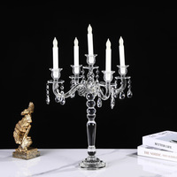 Candélabre en verre cristal à 5 bras de la marque Yingsheng, pendentifs suspendus, style européen, centre de table pour mariage, décoration de banquet