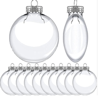 Boule de Noël transparente plate de 6 cm, 8 cm, 10 cm, de haute qualité, à peindre soi-même, décoration de boule transparente, ornement