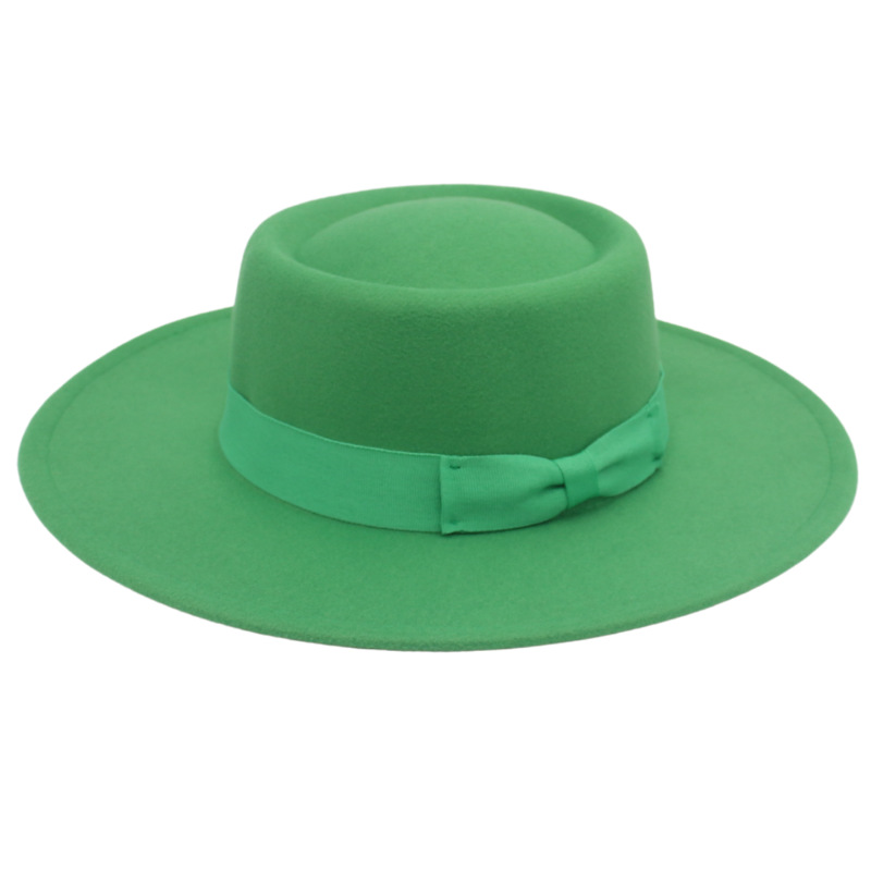 Панама женская шерстяная с широкими полями, однотонная уличная модная Федора, много цветов, весна