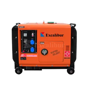 एक्सकैलिबर 7kva सुपर मूक 6000w 6500w झुलसाना चरण 3 चरण डीजल जनरेटर