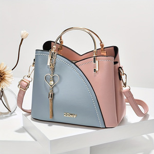 Borsa a <span class=keywords><strong>Tracolla</strong></span> da Donna Autunnale 2025 Nuova Tendenza Versione Coreana Bicolore Grande Capacità Moda in PU - Product Image 1
