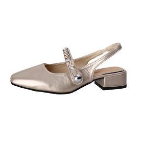 Sandales d'été en satin de soie à une bride, style européen, à talons hauts, élégantes et tendance, à talon épais pour femmes - Product Image 6