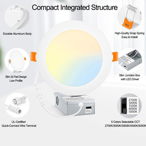 Lámpara de Techo LED Empotrada Ultrafina de 6 Pulgadas y 12 W con Caja de Conexiones, 5CCT, Regulable, Certificación ETL Energy Star - Product Image 3