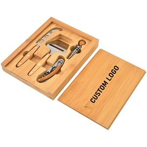 Coffret Cadeau de Planche à Fromage en Bambou Creux à Trois Niveaux de Haute Qualité avec 4 Couteaux à Fromage pour Fêtes et Cadeaux - Product Image 1