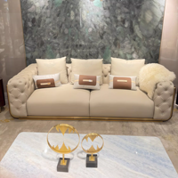 Canapé en cuir véritable de style italien, luxe léger, design haut de gamme, mobilier sur mesure, grand ensemble de salon pour villa