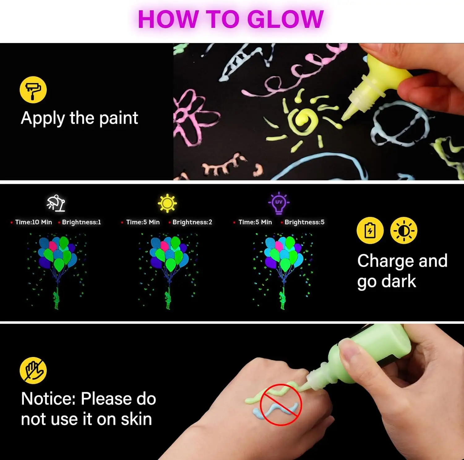 Karanlıkta kızdırma 30ml/1oz DIY projeleri cadılar bayramı paskalya noel Blacklight Neon zanaat uzun ömürlü floresan akrilik boyalar