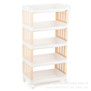Kitchen <strong>Vegetable</strong> Fruit Display Shelves Plastic Movable 4 <strong>Rack</strong> Stand Storage Shelf <strong>on</strong> <strong>Wheel</strong> - Product Image 2