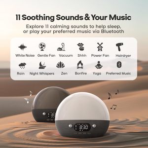 Luz de Alarma Inteligente para el Hogar con Simulación de Amanecer, Ruido Blanco, Ruido Ambiental, Lámpara de Ambiente para Yoga, Altavoz Bluetooth para Música, Luz <span class=keywords><strong>Relajante</strong></span> para Dormir - Product Image 5