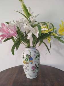 Vaso di fiori per la decorazione della casa vaso in ceramica con motivo floreale verde verde e bianco - Product Image 2