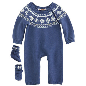오가닉 코튼 베이비 긴팔 라운드넥 스웨터 니트 베이비 롬퍼스 점프수트 풋 커버 2 종 세트 - Product Image 2