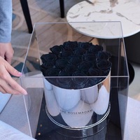 Roses conservées Logo personnalisé Infini immortel éternel pour toujours Roses conservées stabilisées dans une boîte ronde argentée