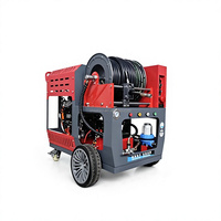 Machine de nettoyage de canalisations à distance 200 bars, équipement de débouchage de canalisations et de tuyaux avec moteur essence bicylindre 37 CV, 84 L/min