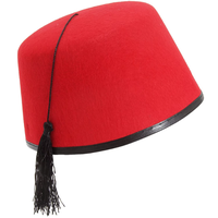 Sombrero Fez Rojo, Sombreros Turcos Marroquíes Novedosos con Borla Negra para Disfraces de Halloween, Accesorios para Fiestas de Disfraces