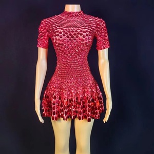 BH1320 superventas vestido de una pieza de manga corta de <span class=keywords><strong>moda</strong></span> de lentejuelas longitud <span class=keywords><strong>Midi</strong></span> para fiestas de club nocturno actuaciones de Gala - Product Image 3