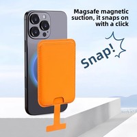 Dompet Ponsel Tipis Kulit PU Magnetik dengan Tali Pergelangan Tangan, Kantong Bisnis, Logo Kustom, Tempat Kartu Ponsel Tipis untuk Magsafe