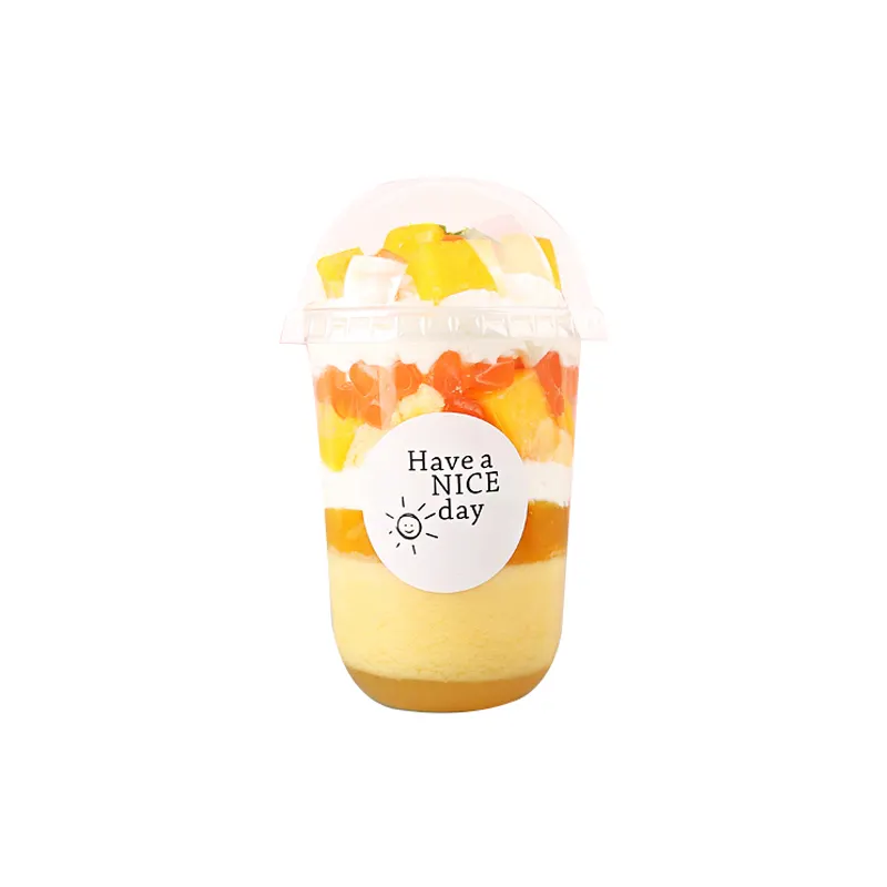 Wholesale Custom Disposable boba bubble tea cup 500ml yogurt milktea cups u shaped plastic cup